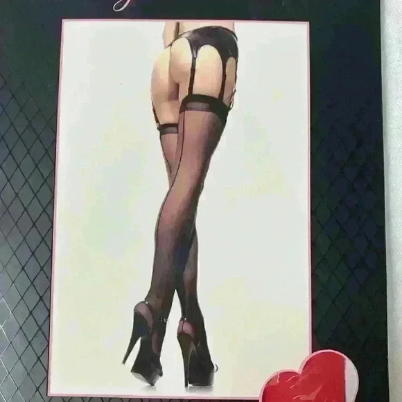New Leg Avenue Sheer Backseam Stockings One Size Model 1000 Red Valentines Day - Picture 4 of 9